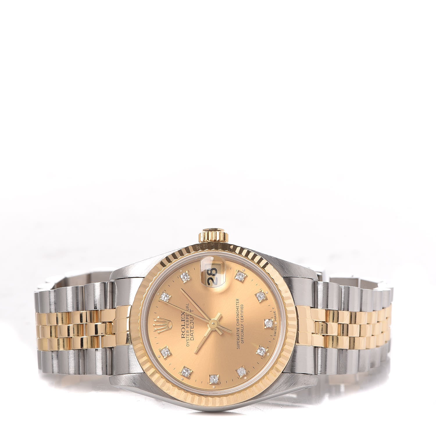 Rolex Stainless Steel 18K Yellow Gold Diamond 31mm Oyster Perpetual Datejust Watch Champagne 68273 3 of 7