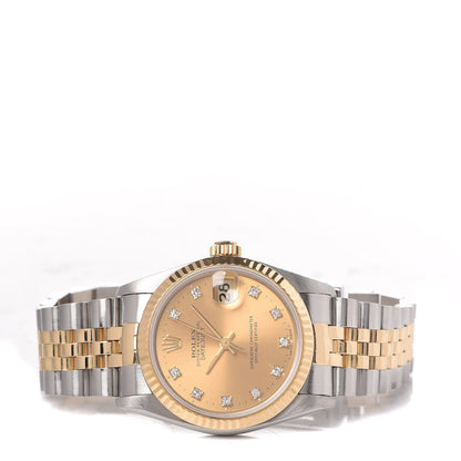 Rolex Stainless Steel 18K Yellow Gold Diamond 31mm Oyster Perpetual Datejust Watch Champagne 68273 3 of 7
