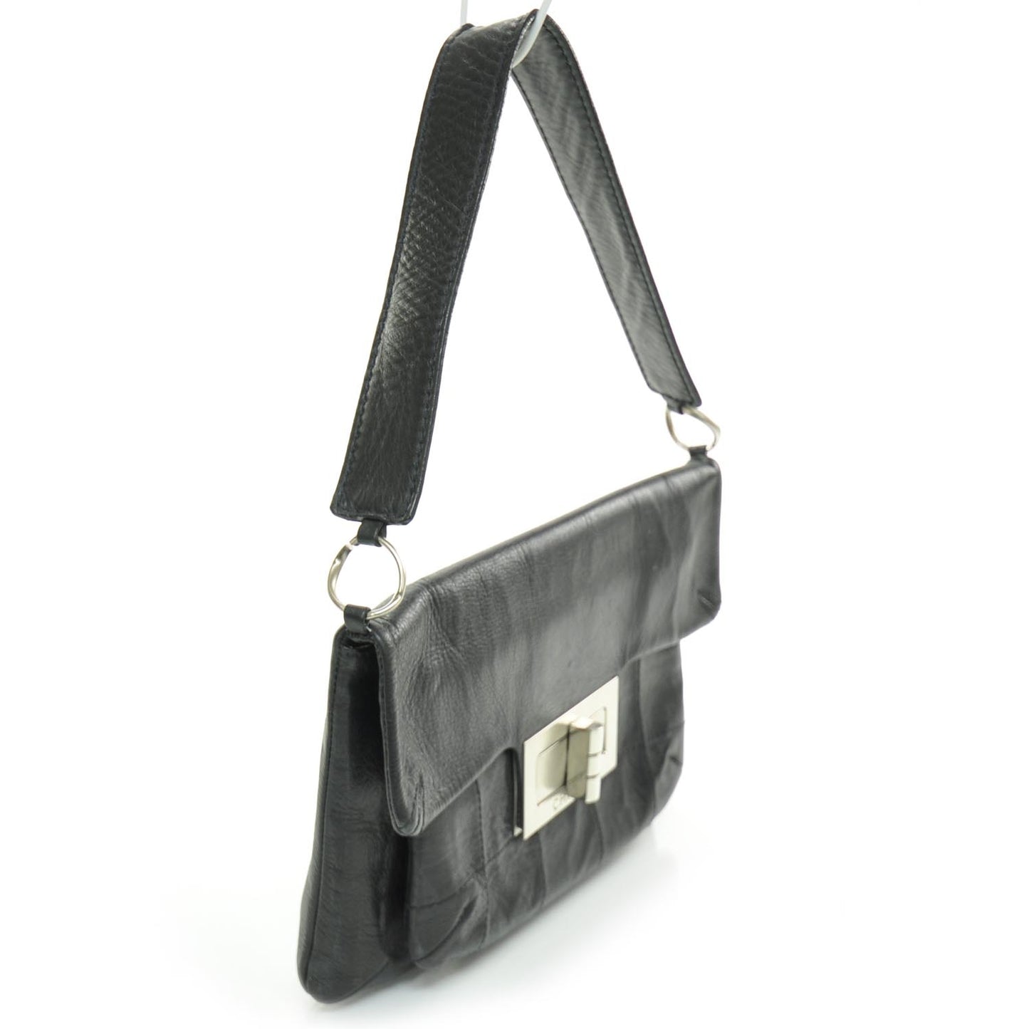 Leather Mademoiselle Flap Bag Black