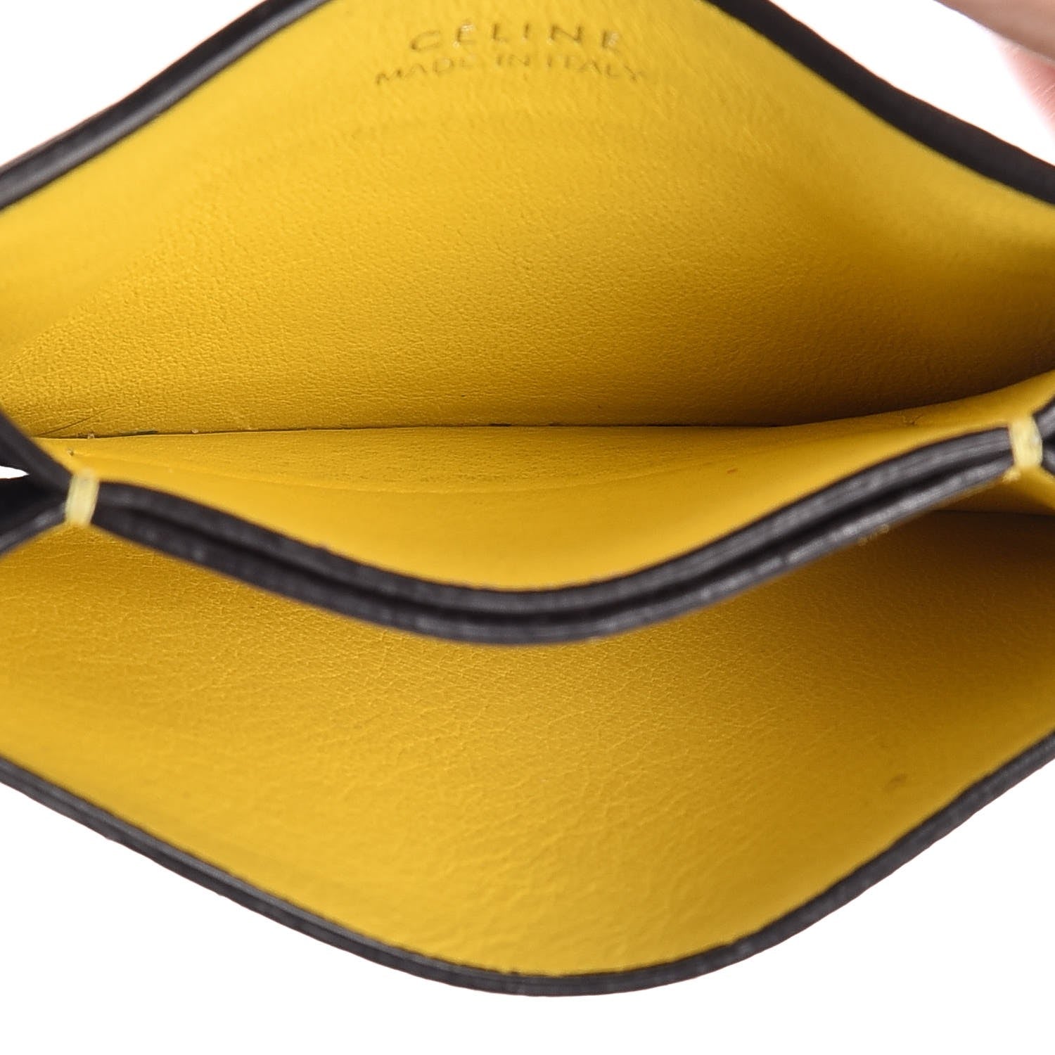 Celine Drummed Calfskin Gusset Card Holder Black 6 of 9