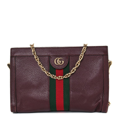 Gucci Calfskin GG Web Small Ophidia Chain Shoulder Bag Vintage Bordeaux 1 of 11