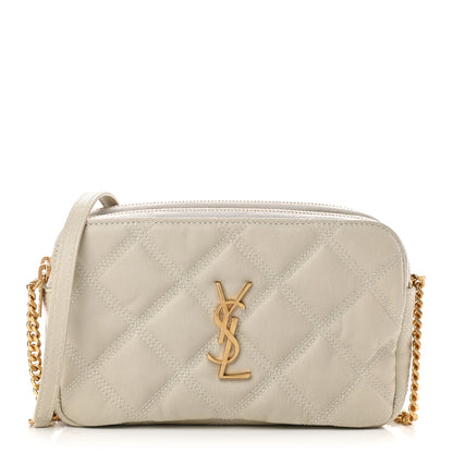 Saint Laurent Grained Lambskin Quilted Mini Becky Double Zip Bag Vintage White 1 of 11