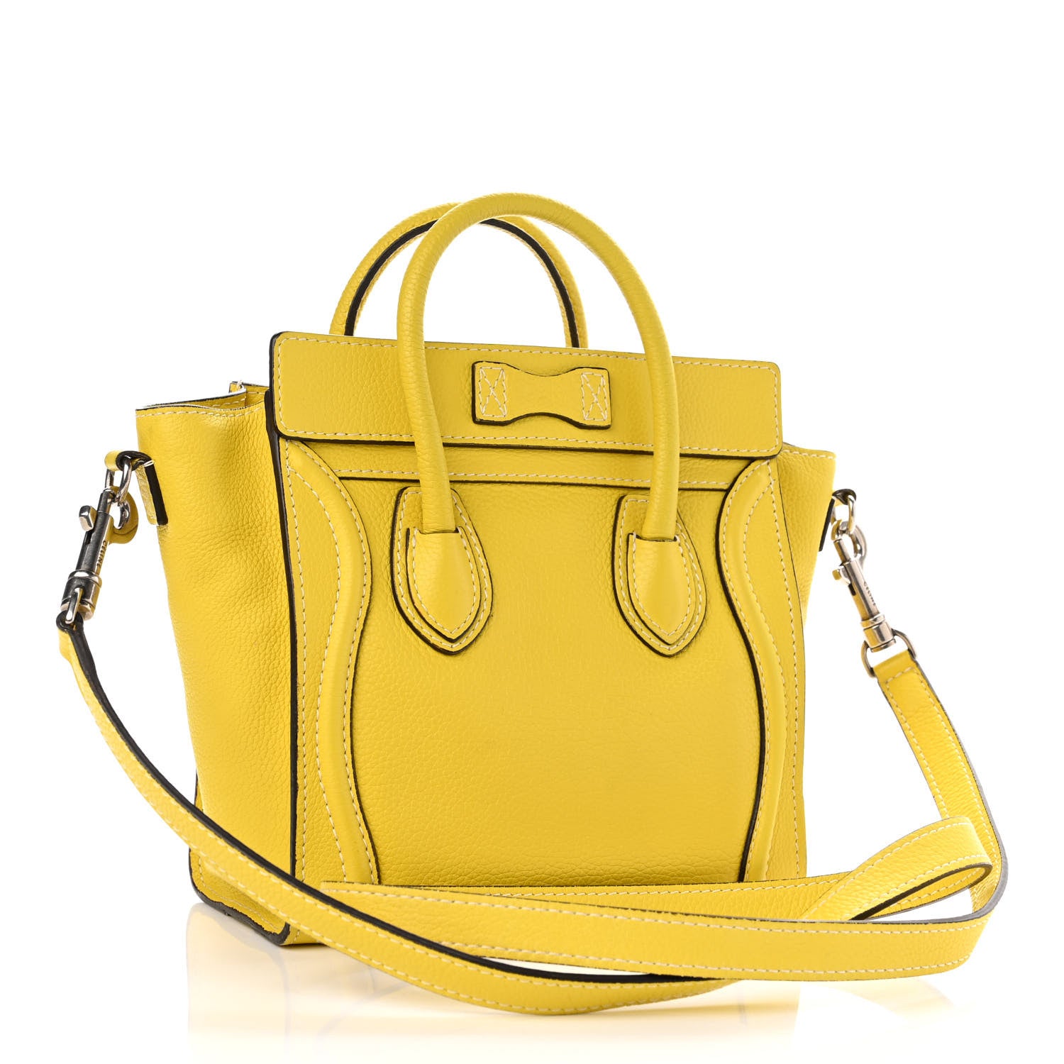 Celine Drummed Calfskin Nano Luggage Citron 2 of 11