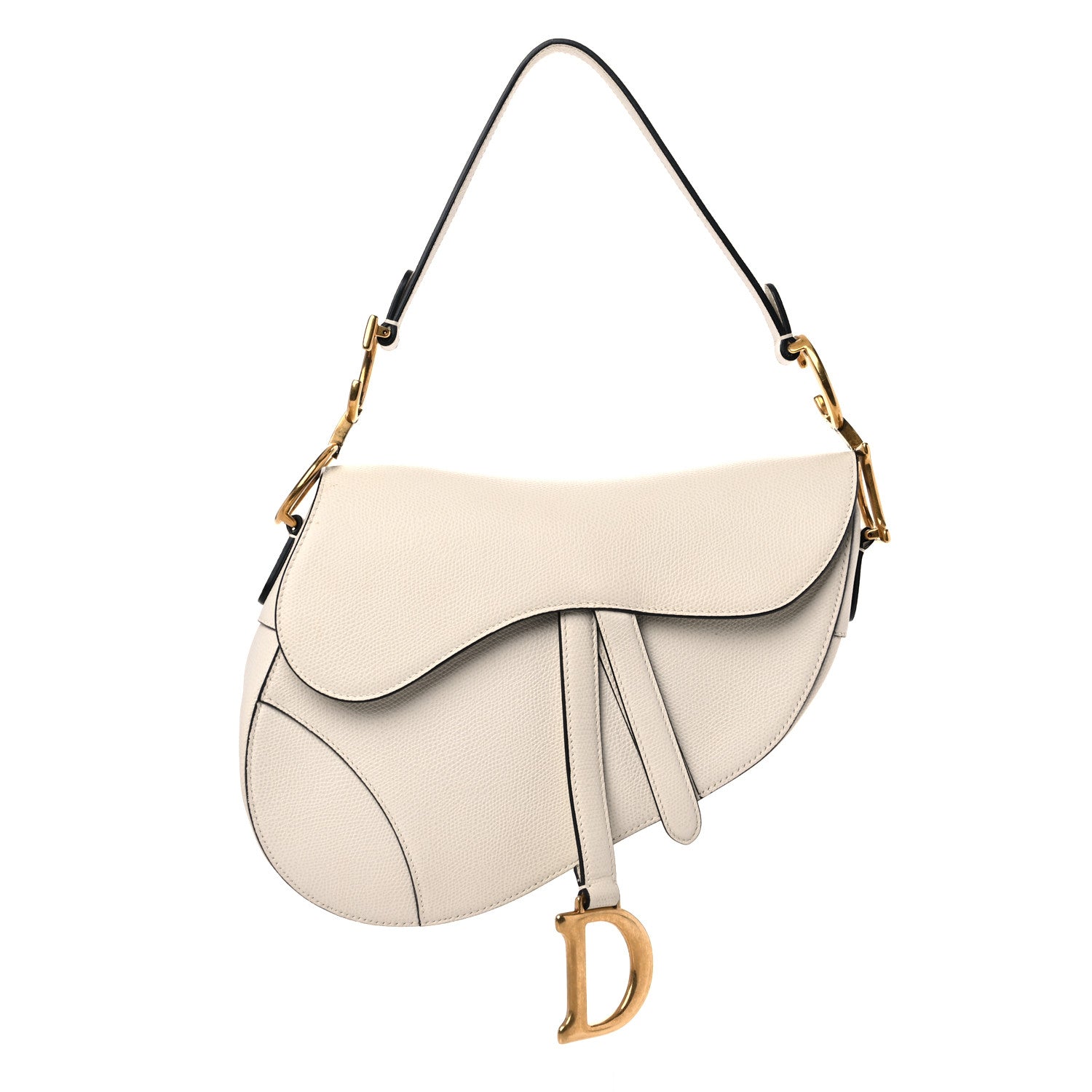 Christian Dior Grained Calfskin Saddle Bag White 1 of 18