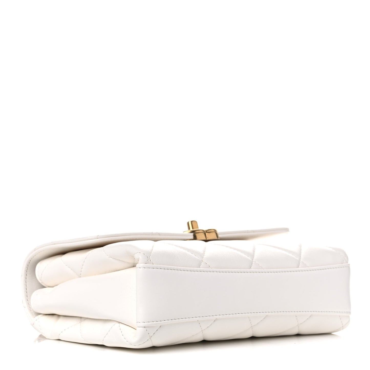Lambskin Quilted Small CC Crystal Logo Chain Flap White