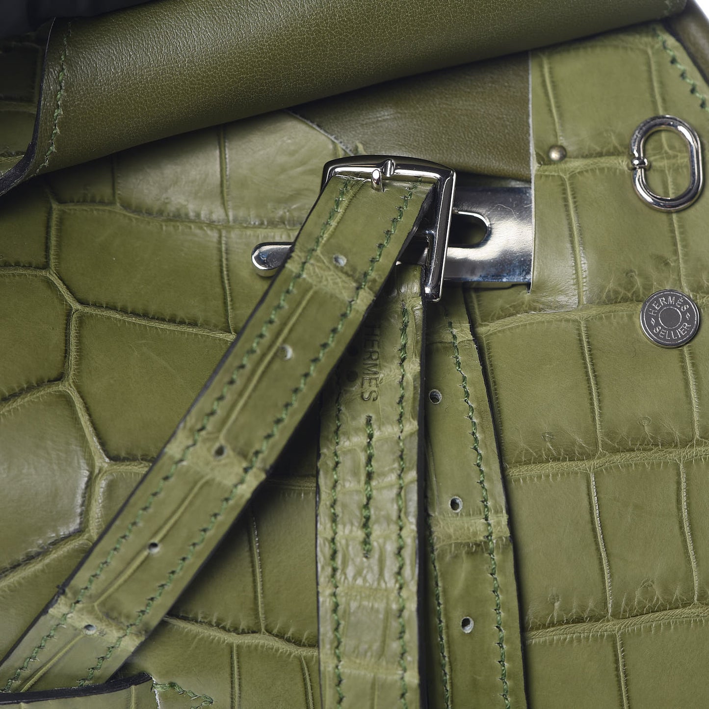 Crocodile Niloticus Ultra Soft Mini Steinkraus Saddle Vert Pelouse