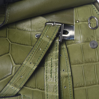 Hermes Crocodile Niloticus Ultra Soft Mini Steinkraus Saddle Vert Pelouse 16 of 34