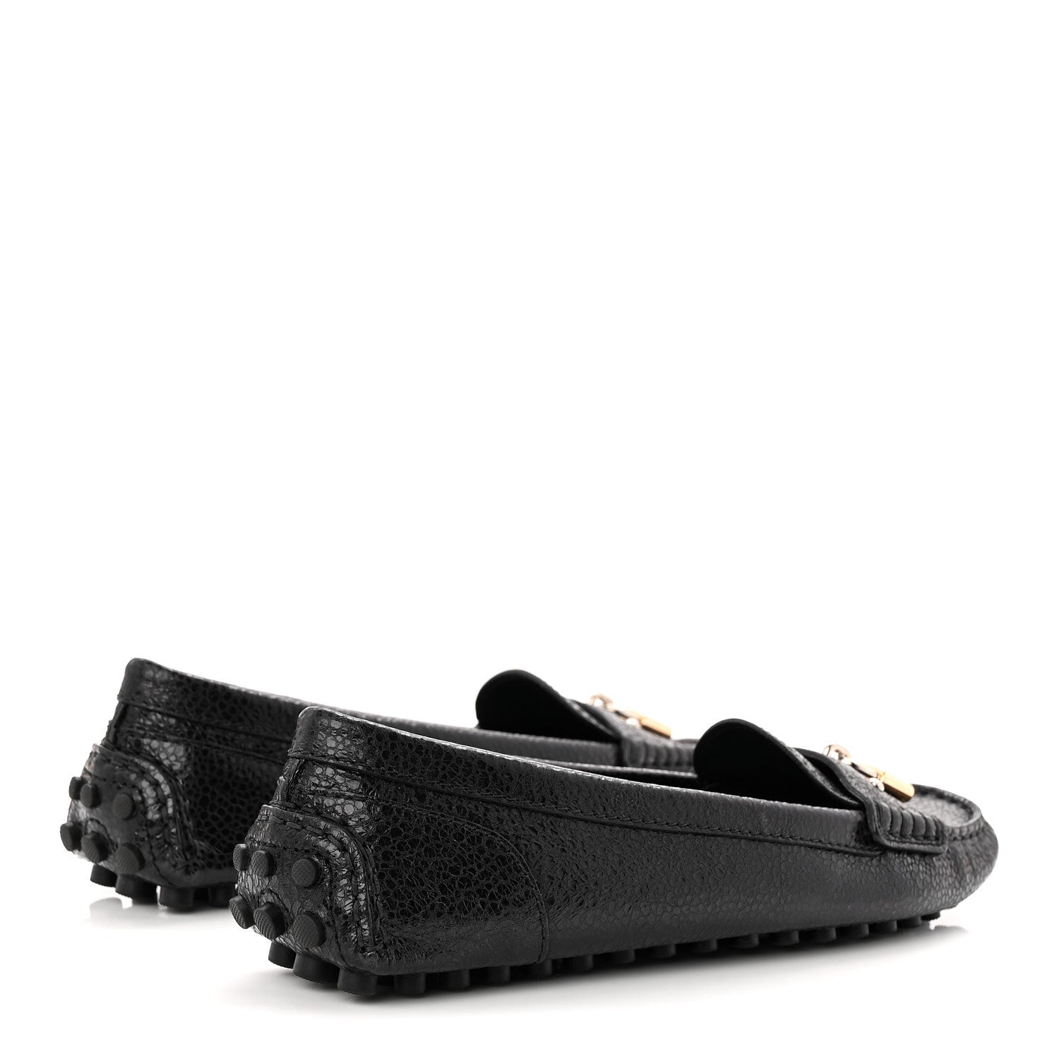 Louis Vuitton Grained Calfskin Close Up Flat Loafer 37 Black 5 of 10