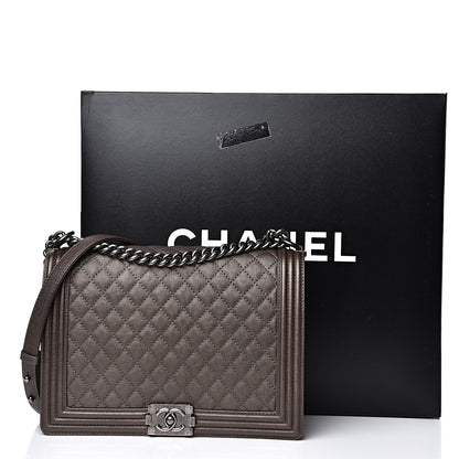 Chanel Calfskin Quilted Large Boy Flap Brown 11 of 11