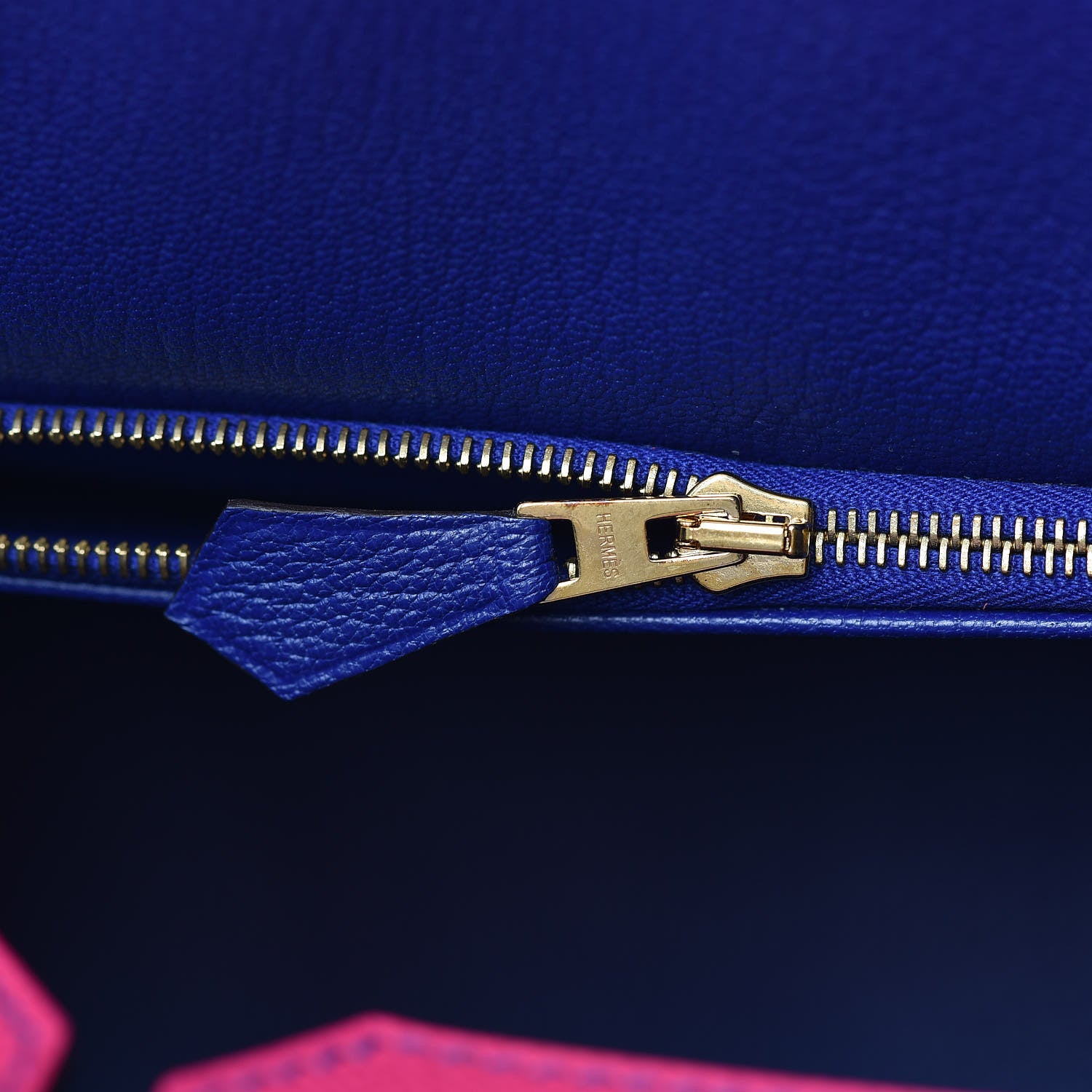 Hermes Epsom Bi Color Horseshoe Birkin 30 Rose Tyrien Bleu Electrique 14 of 33