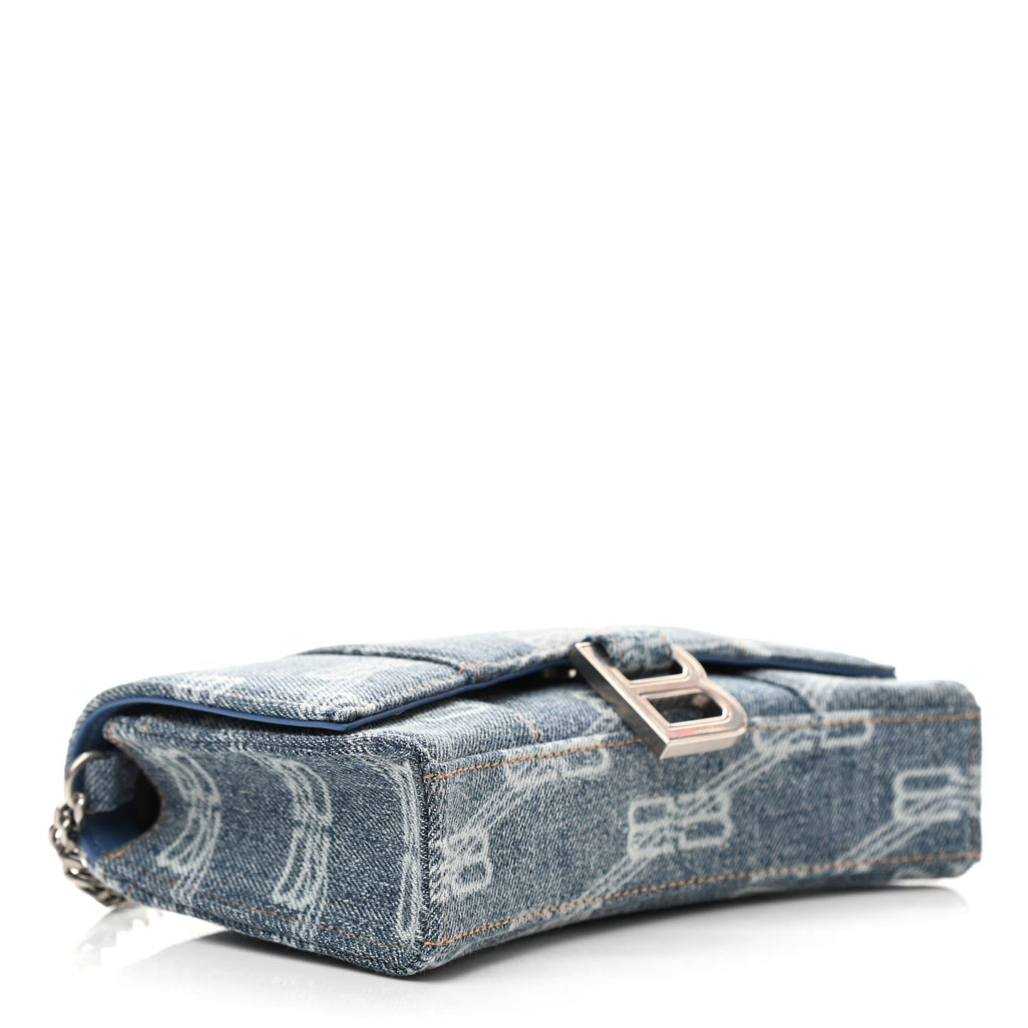 Denim BB Monogram Hourglass Chain Bag Blue