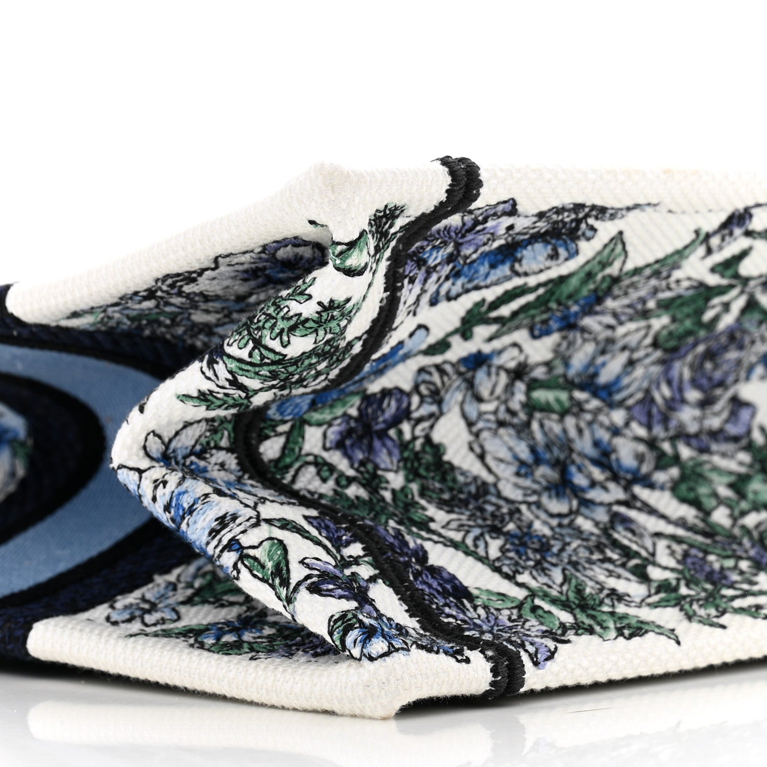 Christian Dior Canvas Embroidered Small Flowers Book Tote Blue 9 of 12