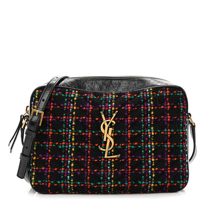 Saint Laurent Tweed Calfskin Monogram Lou Camera Bag Black 1 of 8