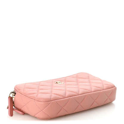 Chanel Lambskin Quilted Small Clutch With Chain Pink 4 of 12