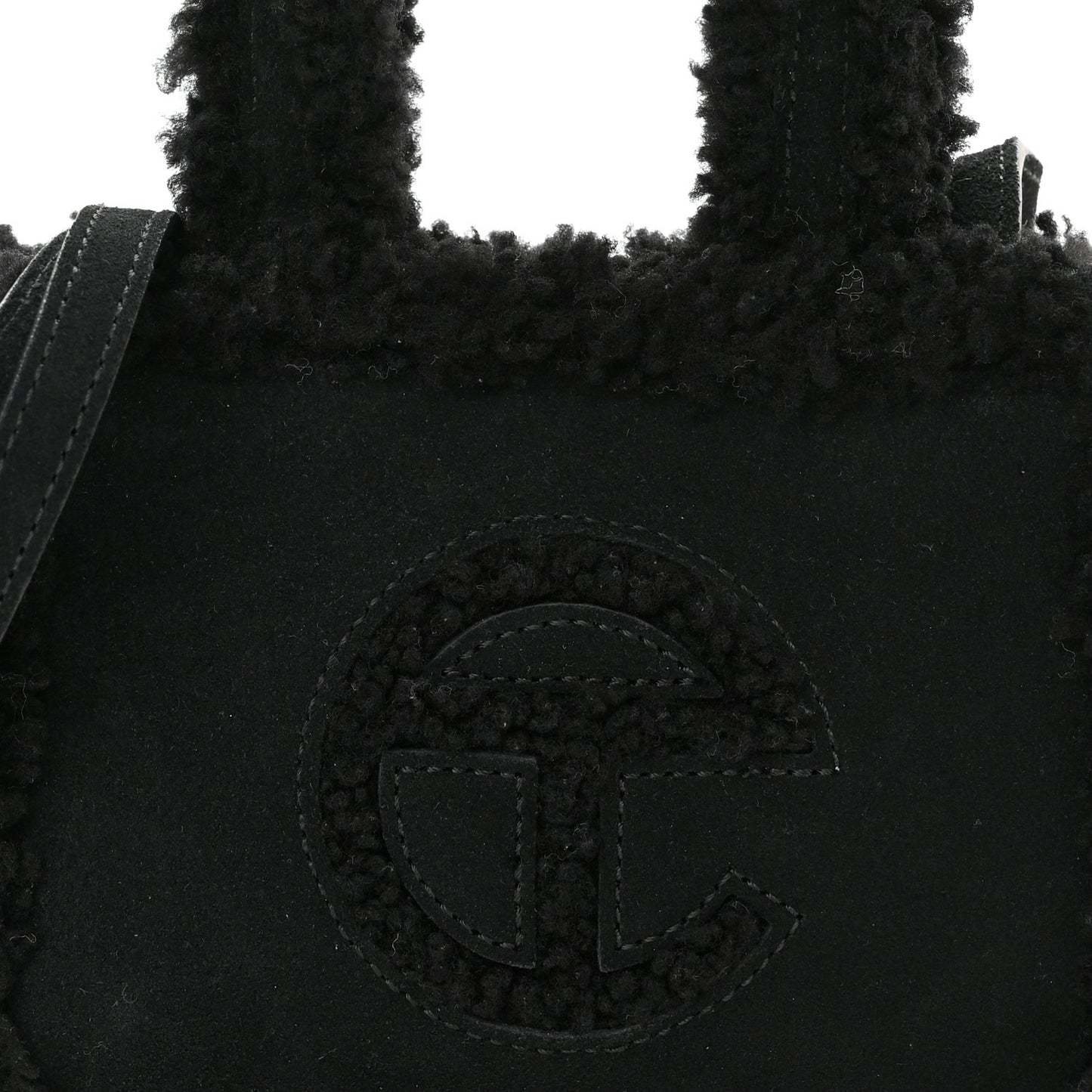 X UGG Suede Shearling Small Shopping Bag Black