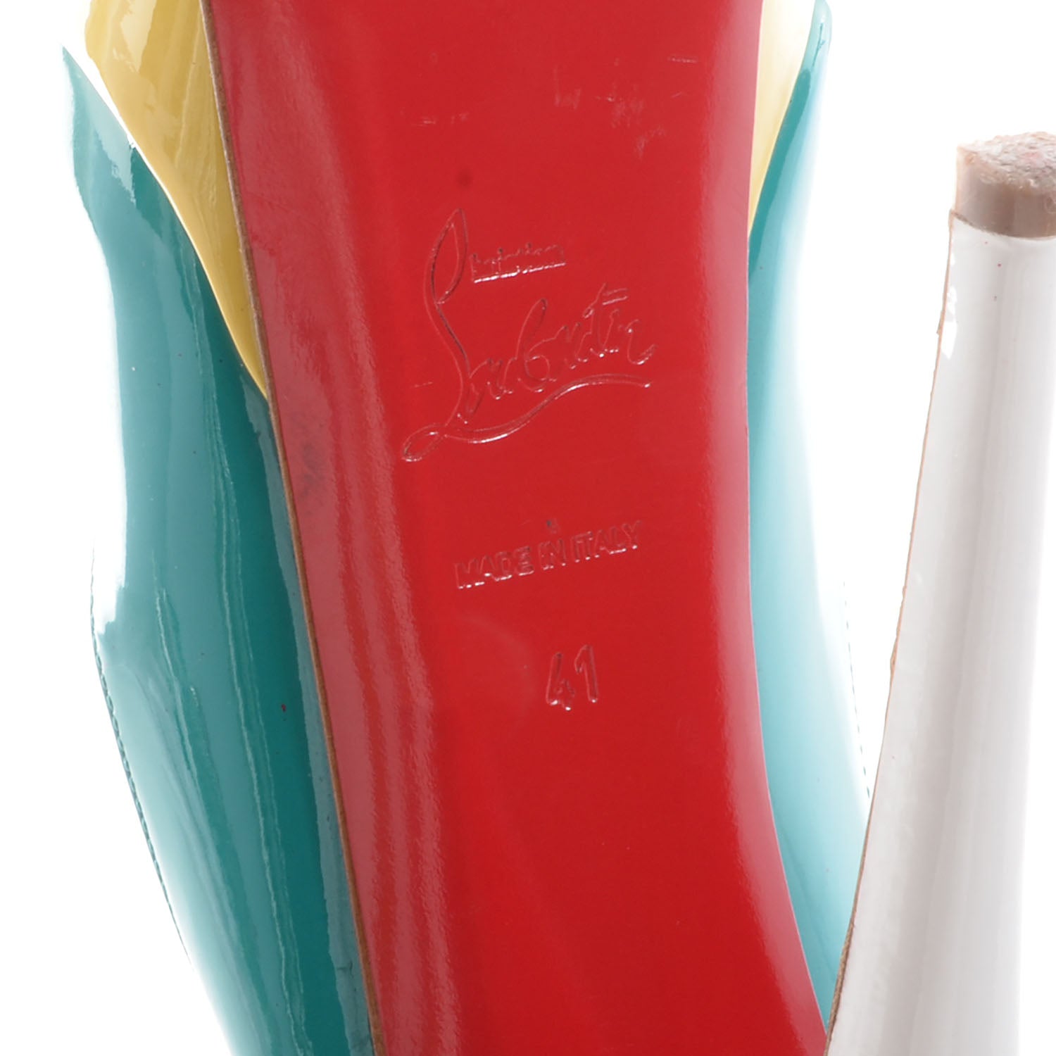 Christian Louboutin Patent Lady Peep Sling 150 Pumps 41 Caraibes Canari 6 of 7