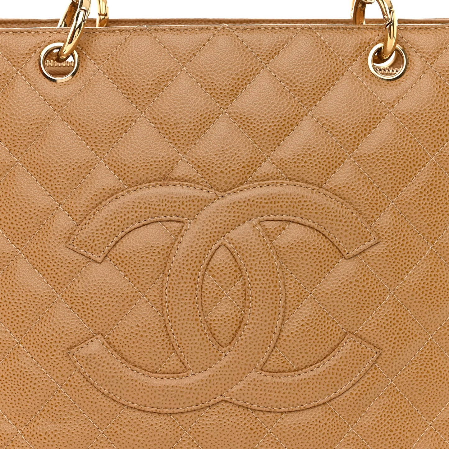 Caviar Quilted Grand Shopping Tote GST Dark Beige