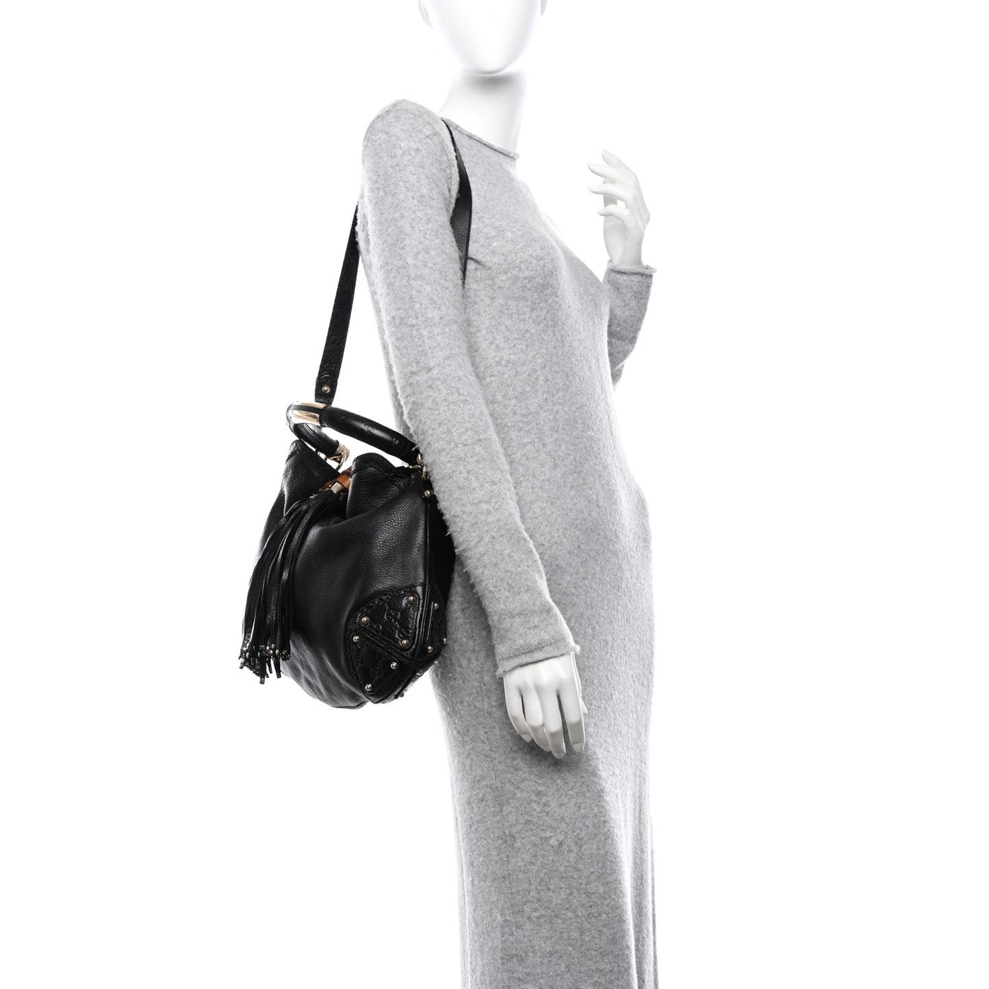 Calfskin Medium Indy Top Handle Hobo Black