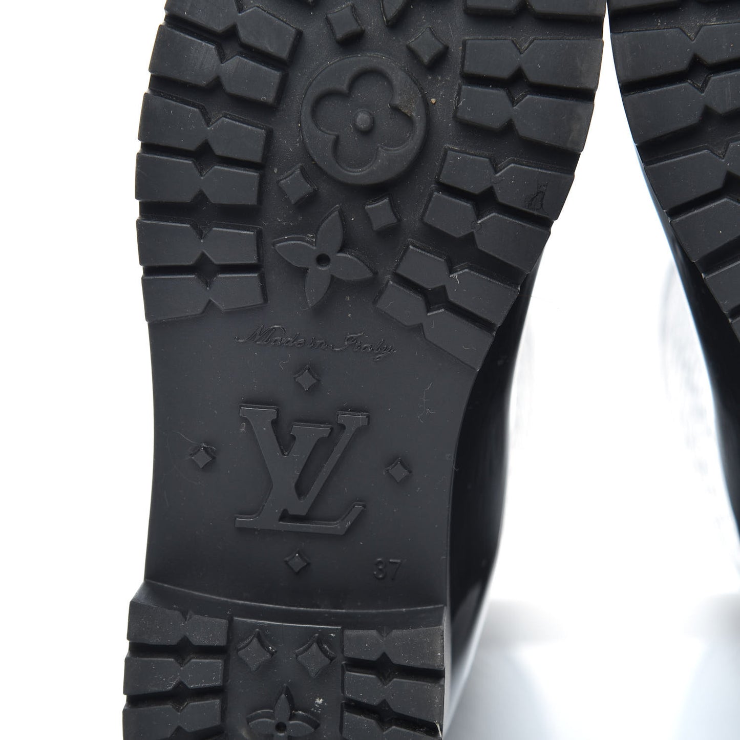 Rubber Embossed Monogram Splash Rain Boots 37 Black