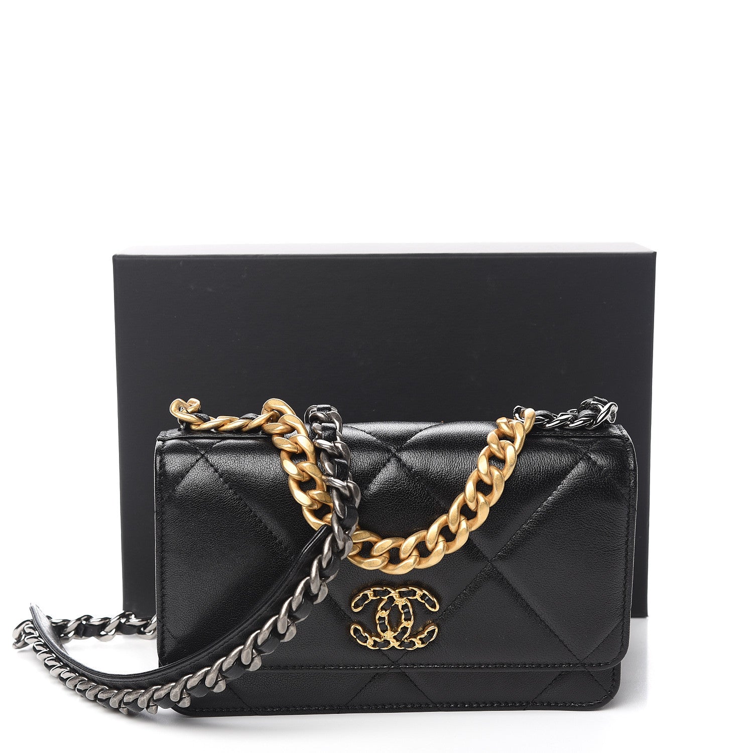Chanel Goatskin Quilted 19 Wallet On Chain WOC Black 12 of 12