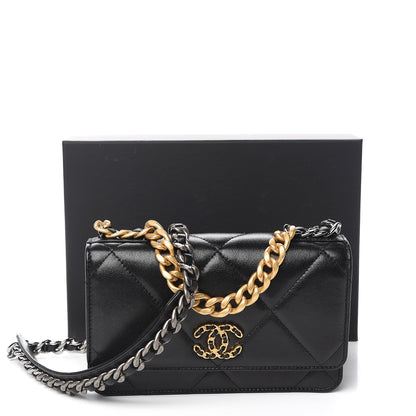 Chanel Goatskin Quilted 19 Wallet On Chain WOC Black 12 of 12