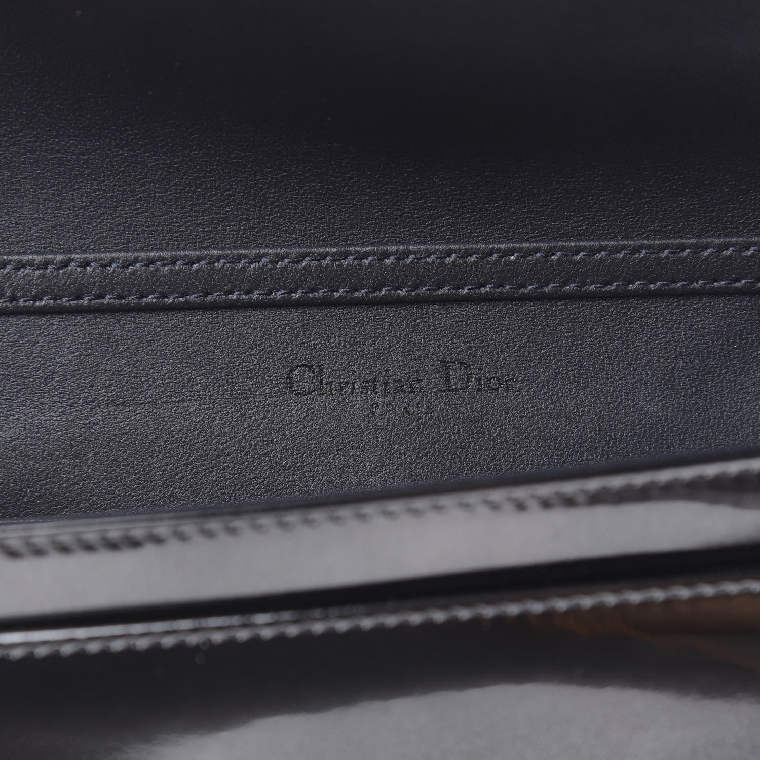Christian Dior Metallic Patent Micro-Cannage Diorama Wallet on Chain Pouch Onyx Black 6 of 10