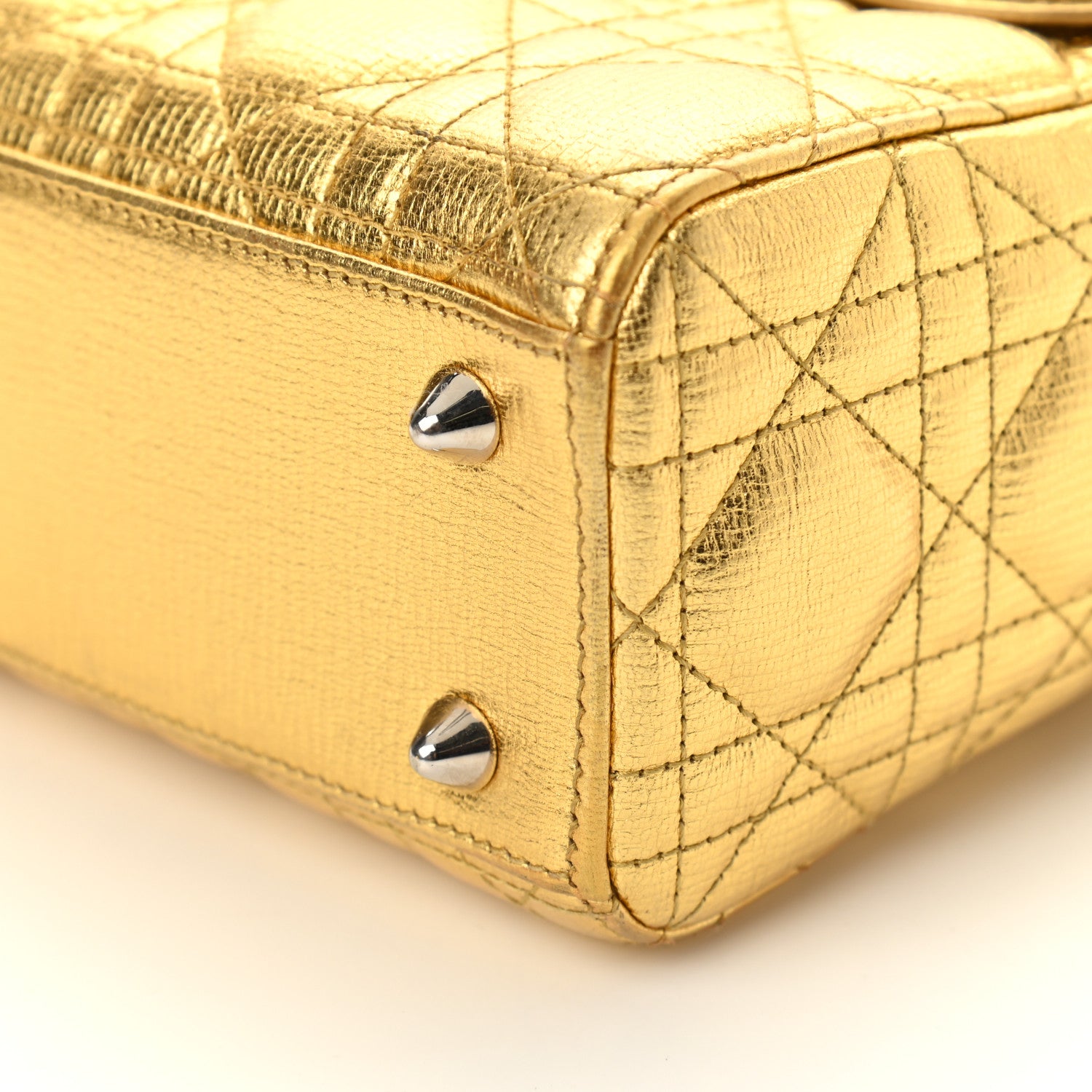 Christian Dior Metallic Grained Calfskin Cannage Small Lucky Badges My Lady Dior Gold 8 of 9