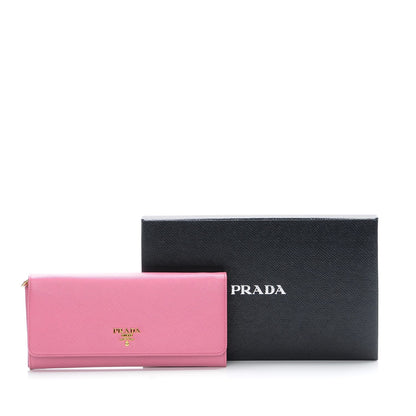 Prada Saffiano Metal Oro Chain Wallet Begonia 9 of 9