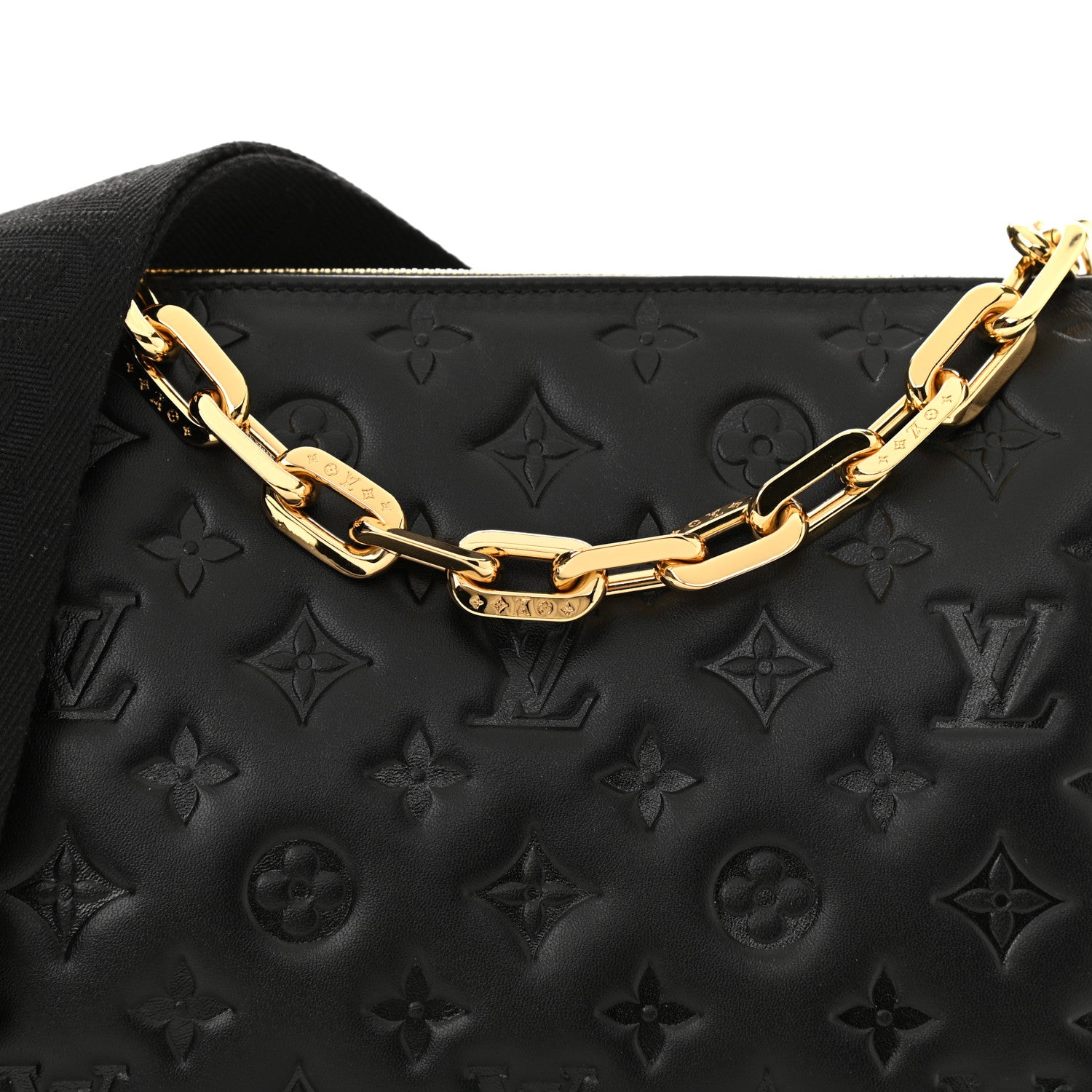 Louis Vuitton Lambskin Embossed Monogram Coussin PM Black 8 of 10
