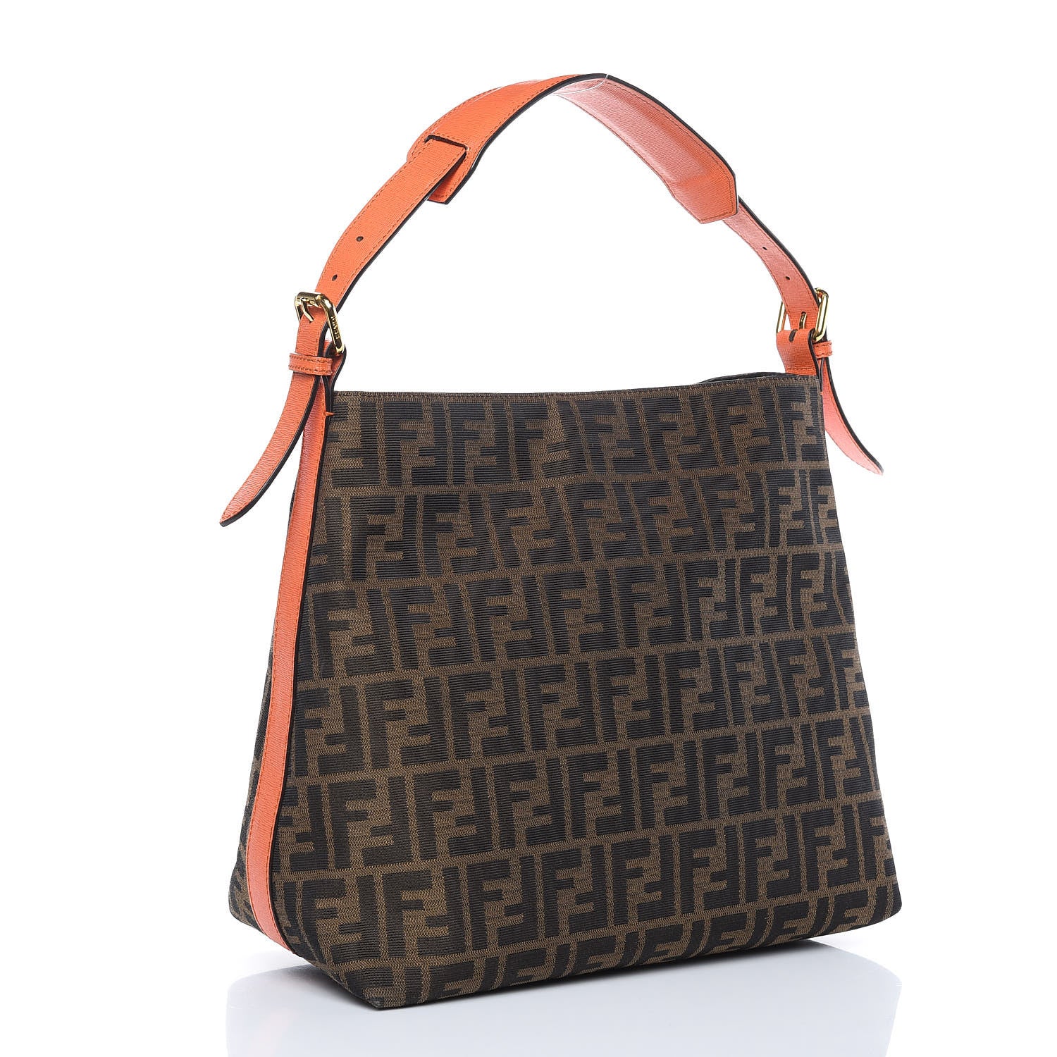 Fendi Zucca Vitello Elite Small Hobo Tobacco Orange 3 of 11