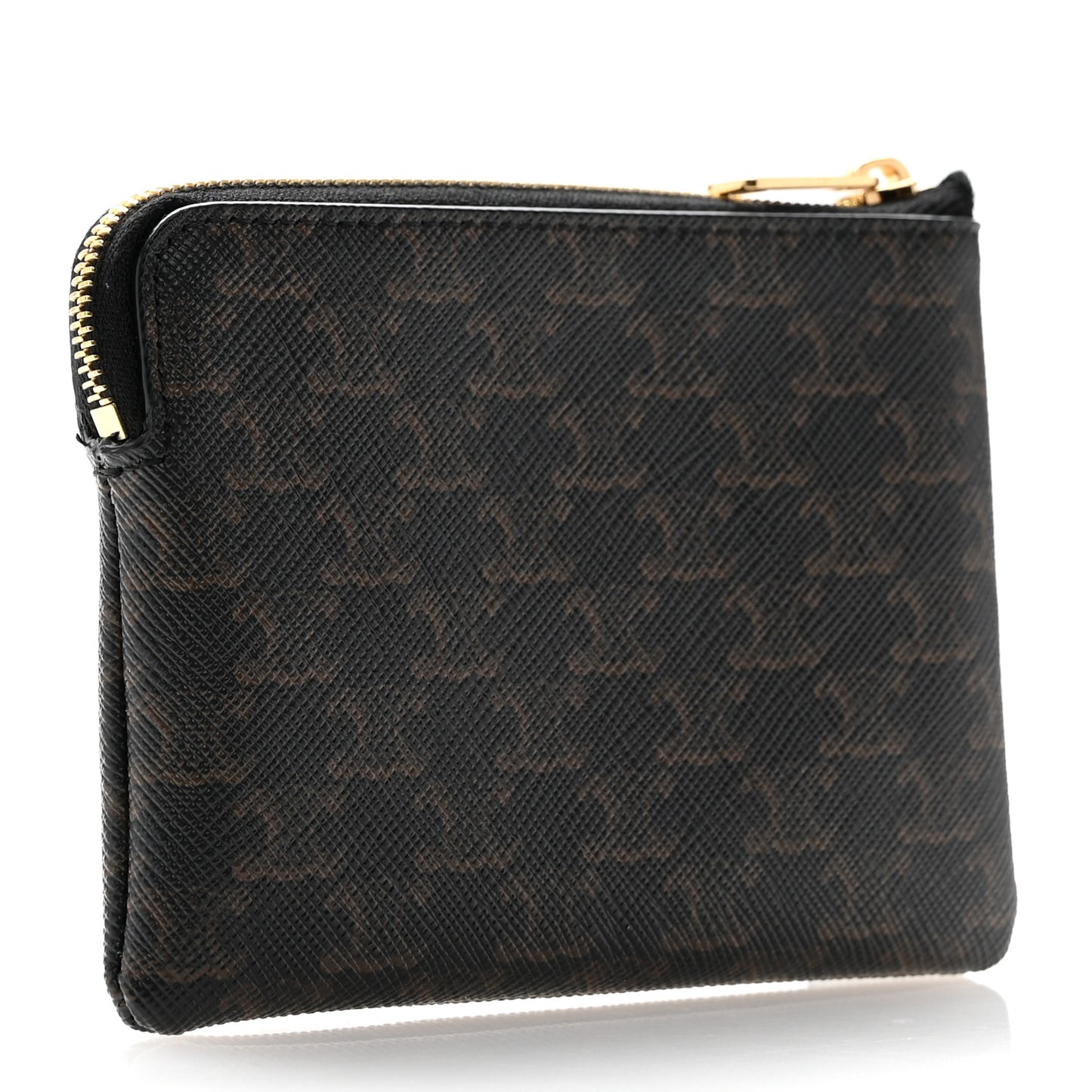 Triomphe Canvas Logo Coin and Card Pouch With Hook Black