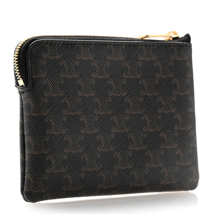 Celine Triomphe Canvas Logo Coin and Card Pouch With Hook Black 3 of 8