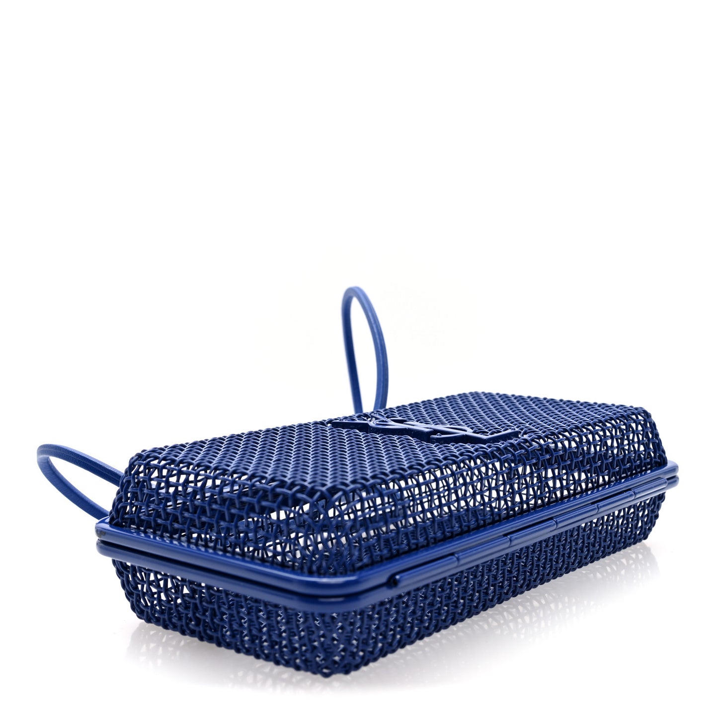 Brass Lambskin Monogram Cassandre Cage Bag Blue Majorelle