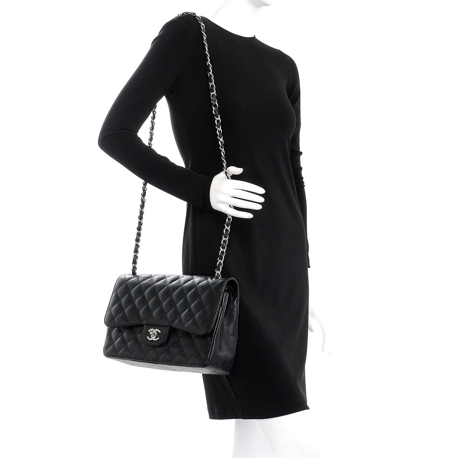 Chanel Caviar Quilted Jumbo Double Flap Black 2 of 9