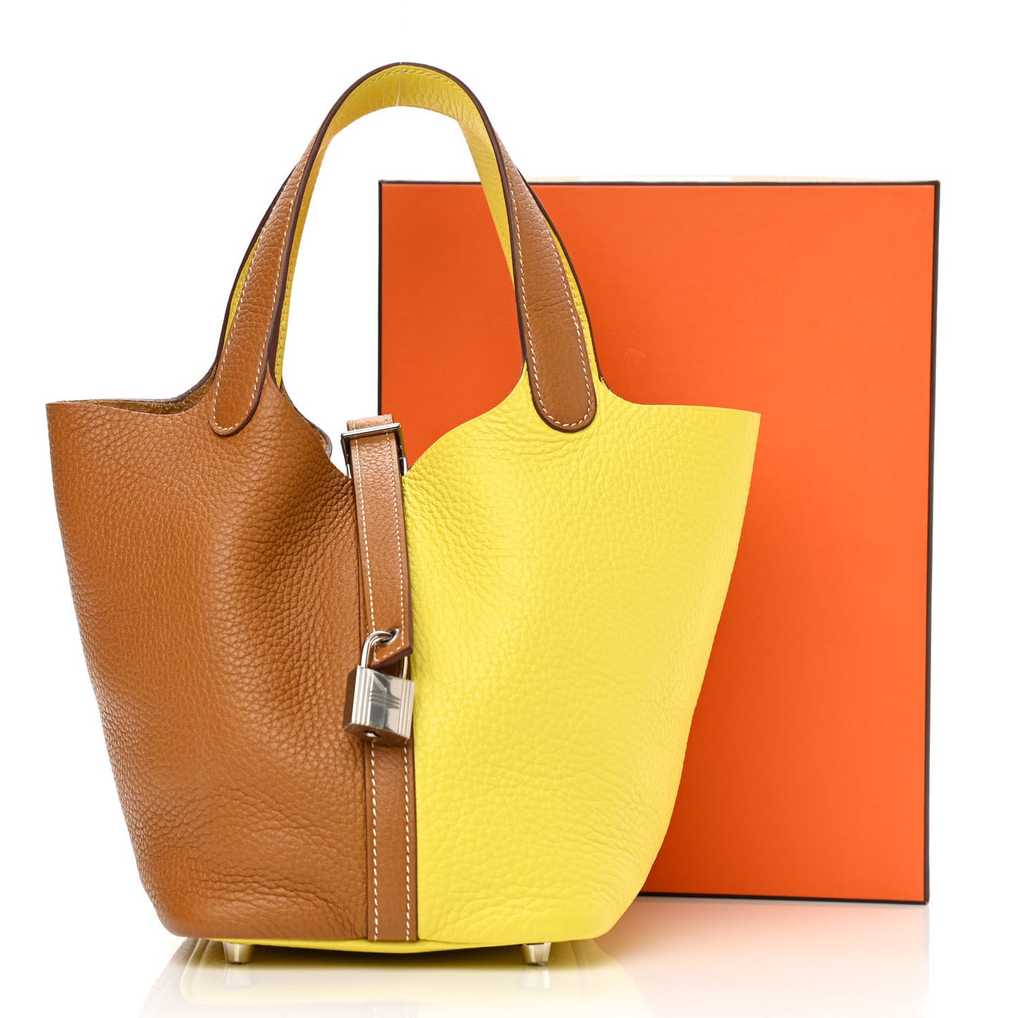 Taurillon Clemence Casaque Picotin Lock 18 PM Lime Sesame