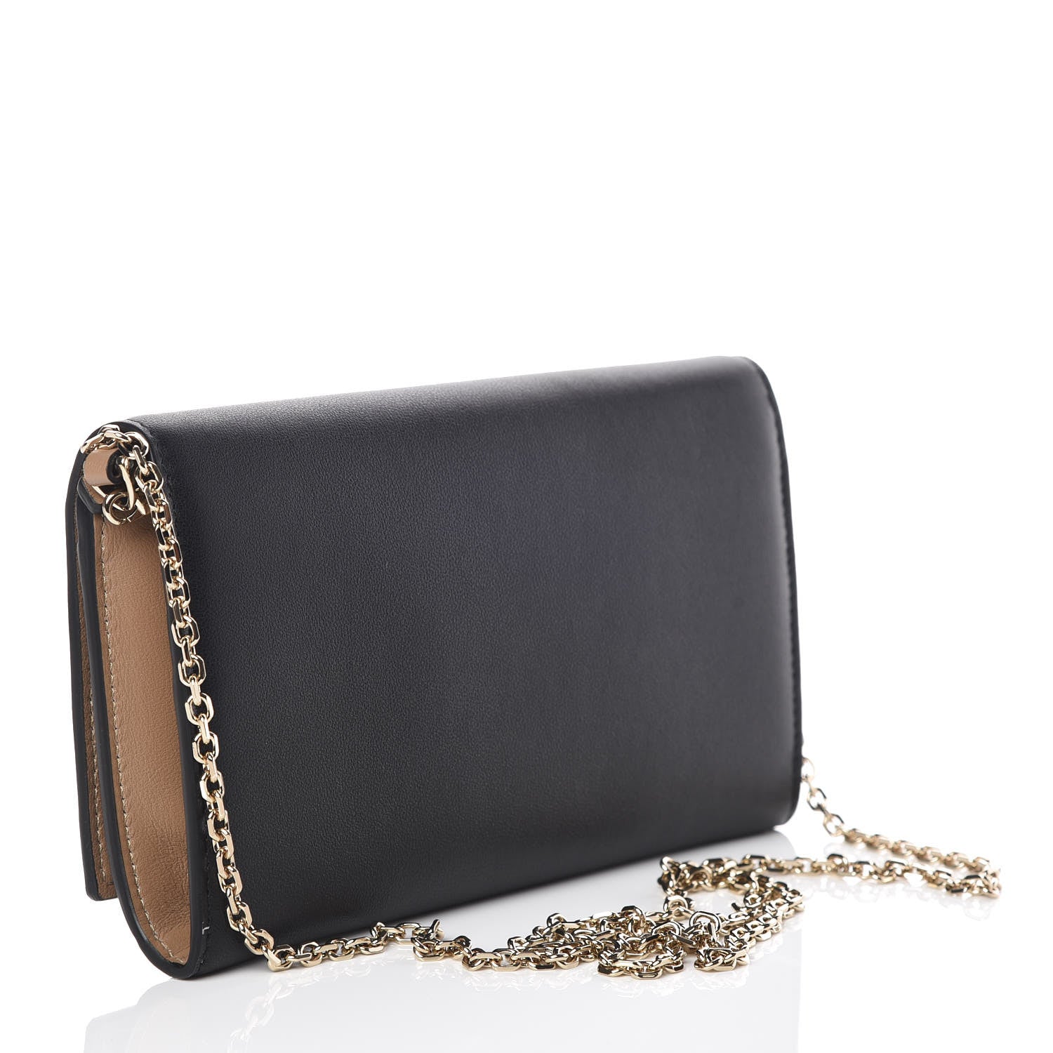 Valentino Garavani Calfskin Stud Flap Wallet On Chain Black 3 of 10