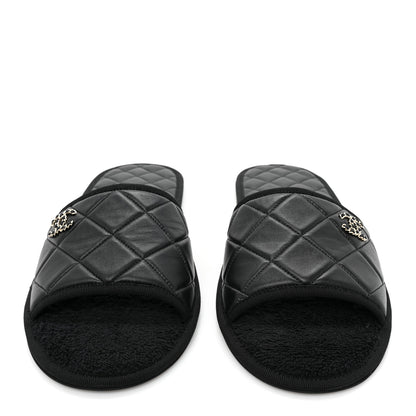 Chanel Lambskin CC Flat Mules XL Black 2 of 8