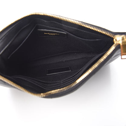Saint Laurent Calfskin Matelasse Chevron Monogram A5 Wristlet Black 5 of 8