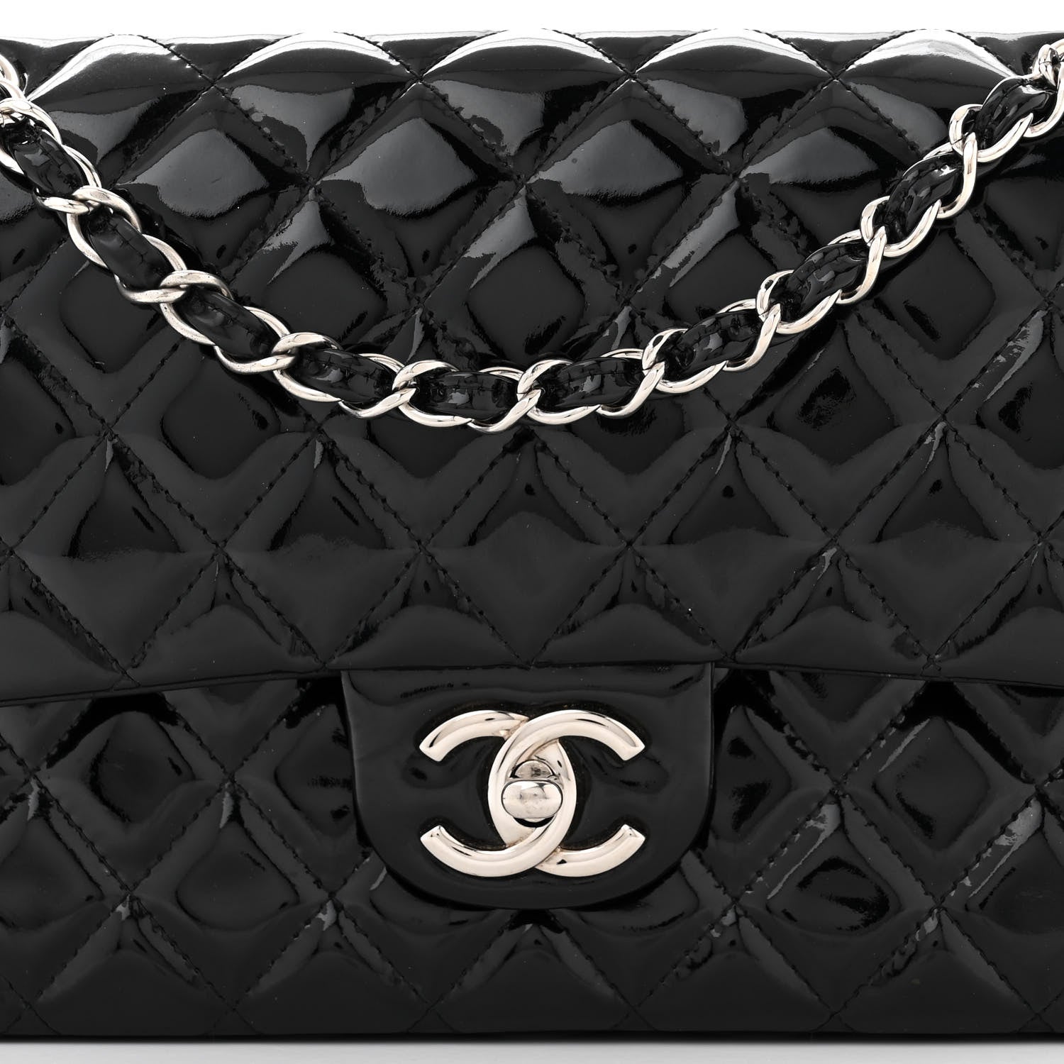 Chanel Patent Quilted Medium Double Flap Black 8 of 10