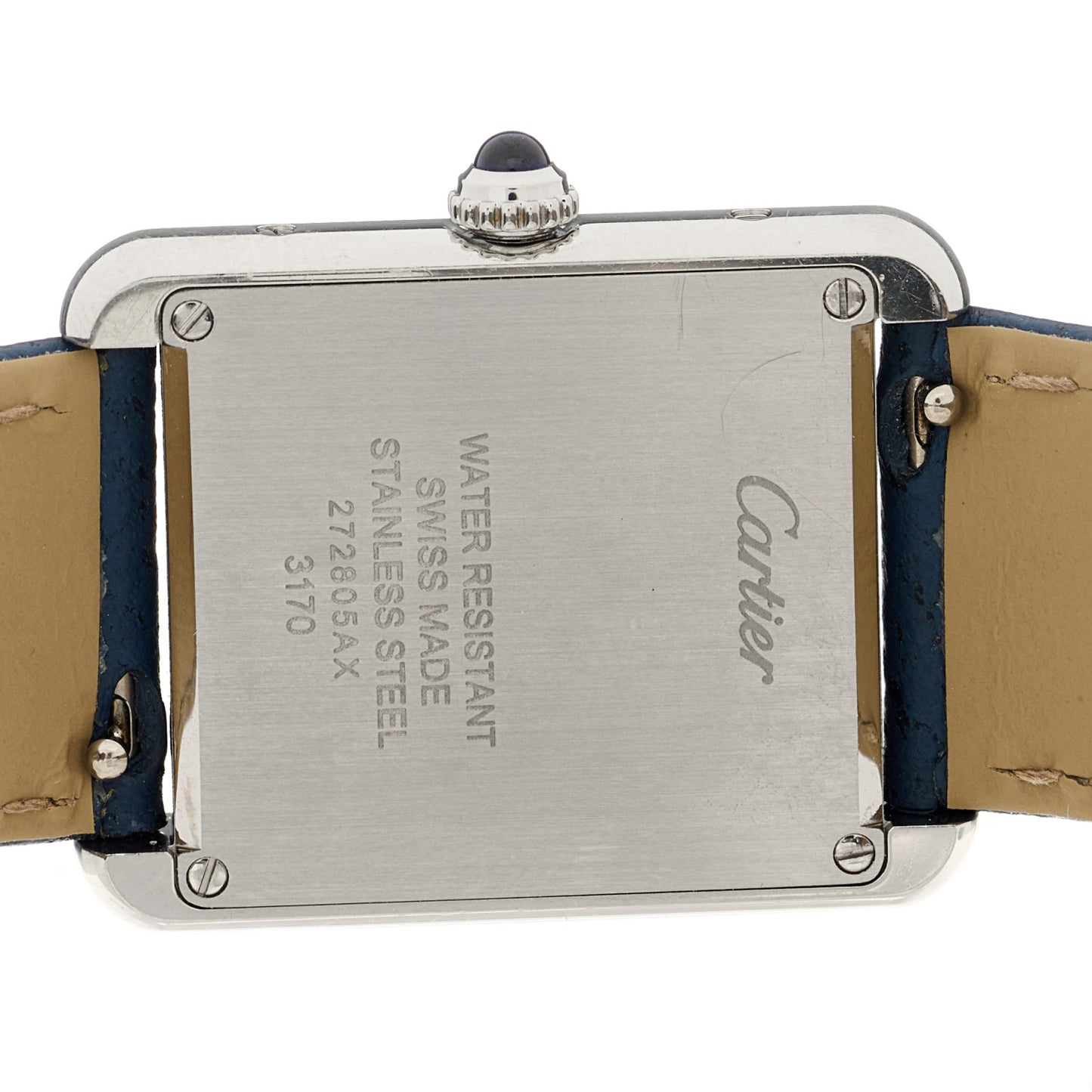 Stainless Steel Calfskin 24mm Tank Solo Quartz Watch Blue
