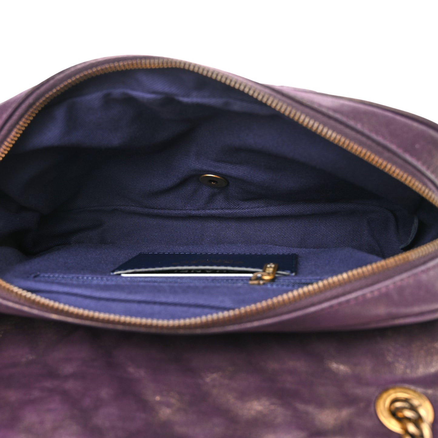 Iridescent Calfskin Quilted Small Shiva Flap Purple