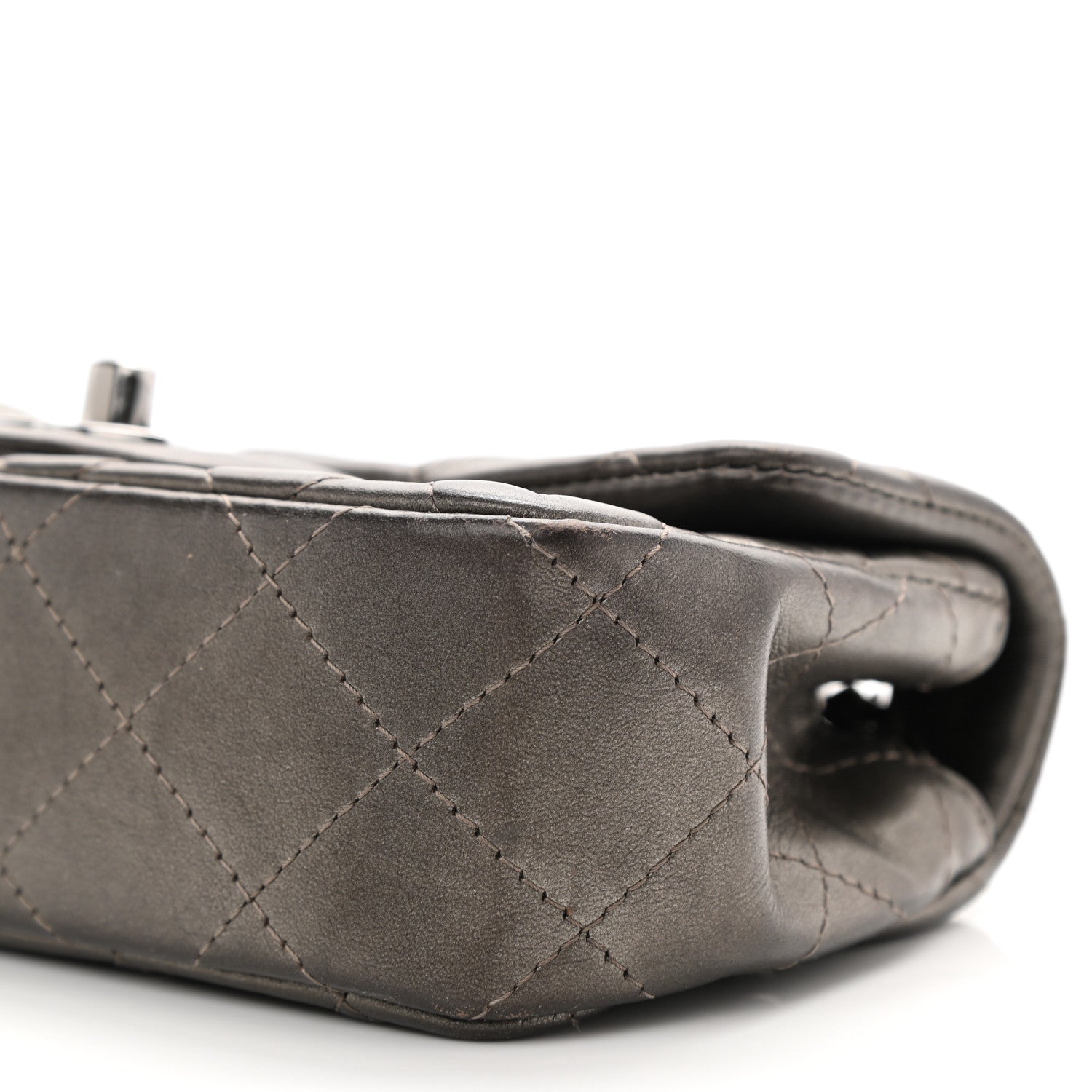 Chanel Lambskin Quilted Extra Mini Rectangular Flap Dark Charcoal 12 of 13
