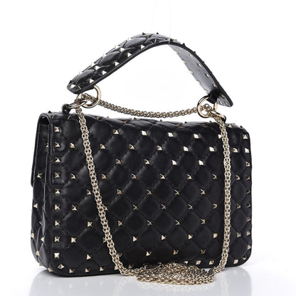 Valentino Garavani Lambskin Medium Rockstud Spike Shoulder Bag Black 3 of 9