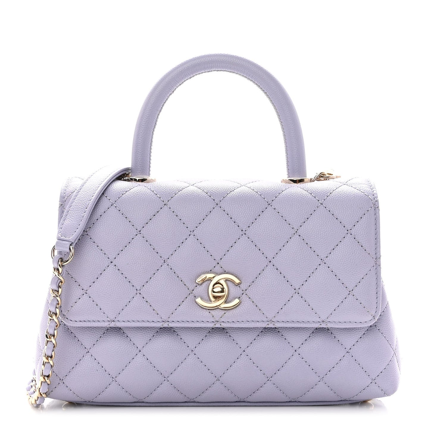 Caviar Quilted Mini Coco Handle Flap Light Purple