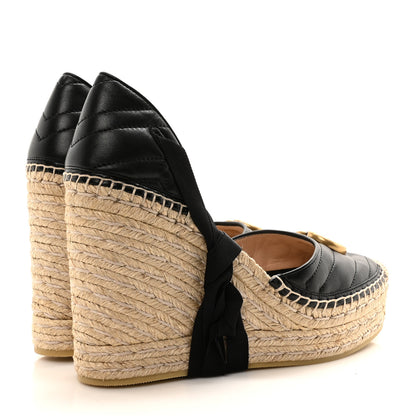 Gucci Nappa Matelasse GG Marmont Ankle Wrap Platform 35/120mm Espadrille Wedges 40.5 Black 5 of 10