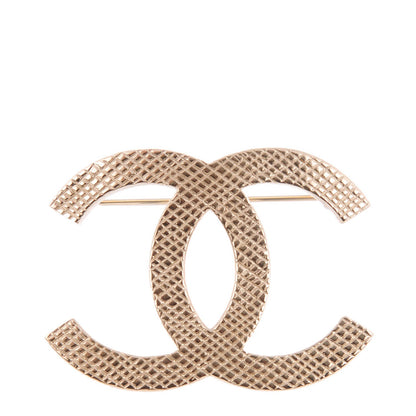 Chanel Quilted CC Brooch Light Gold 1 of 5