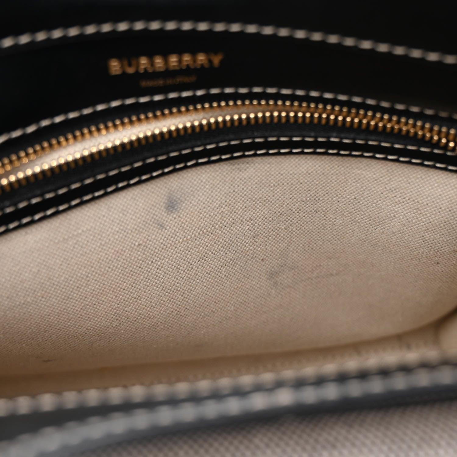 Burberry Smooth Calfskin Canvas Two Tone Mini Pocket Bag Black Tan 11 of 11