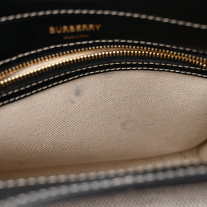 Burberry Smooth Calfskin Canvas Two Tone Mini Pocket Bag Black Tan 11 of 11