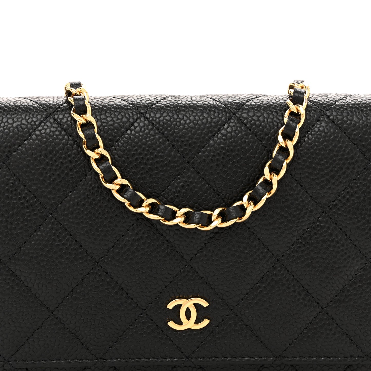 Caviar Quilted Wallet On Chain WOC Black