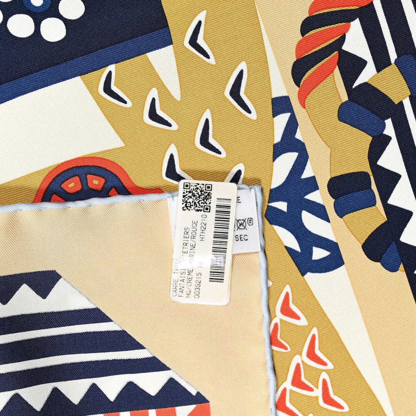 Silk Fantaisie D'etriers Scarf 90 Creme Marine Rouge